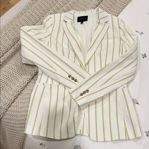 Banana Republic White and Yellow Striped Blazer